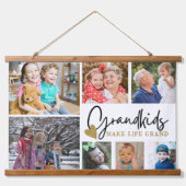 7フォトコラージュおじいちゃんメイクライフグランド引用文 吊り下げ型タペストリー (正面)
