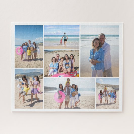 7フォトコラージュのテンプレート パーソナライズされた ジグソーパズル (横)