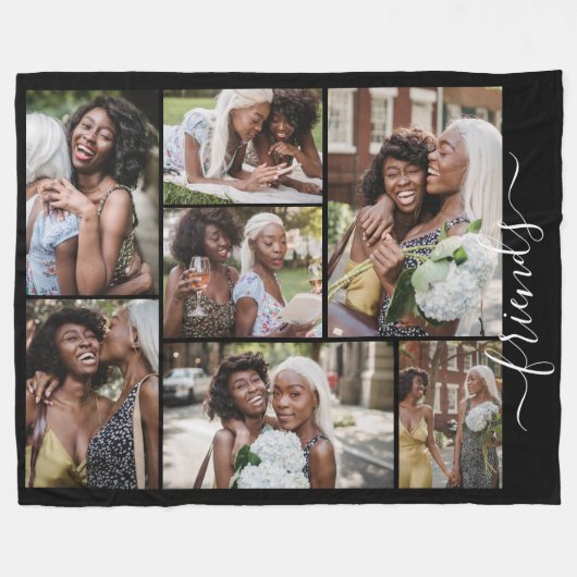 7フォトコラージュの友だちテンプレート パーソナライズされた フリースブランケット (正面(横))