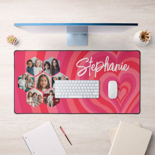 7フォトコラージュサイケデリックハート書名 デスクマット (オフィス1)