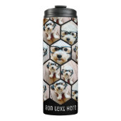 7フォトコラージュファンキー – 六角パターン黒 タンブラー (正面)