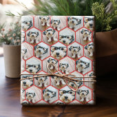 7フォトコラージュファンキー – 六角パターン – 赤 ラッピングペーパー