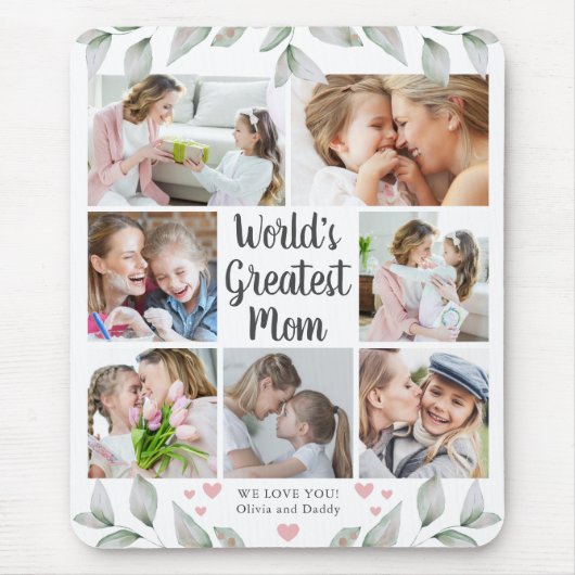 7フォトコラージュ世界最大級のママ緑 マウスパッド (正面)