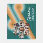 7フォトコラージュ六ファンキー角パターンのサンセットカラー フリースブランケット (正面)