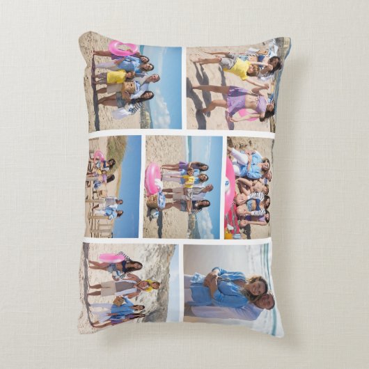 7フォトコラージュ家族のテンプレート パーソナライズされた アクセントクッション (裏面(縦))