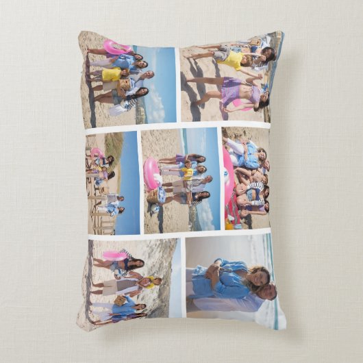7フォトコラージュ家族のテンプレート パーソナライズされた アクセントクッション (正面(垂直))