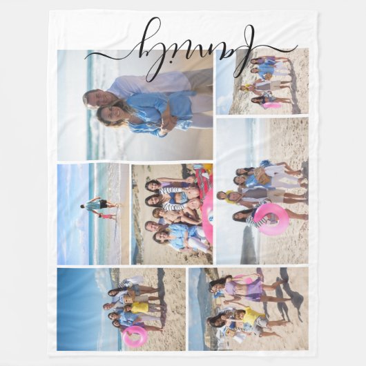 7フォトコラージュ家族のテンプレート パーソナライズされた フリースブランケット (正面)
