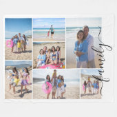 7フォトコラージュ家族のテンプレート パーソナライズされた フリースブランケット (正面(横))