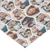 7フォトコラージュ – ファンキーハニカムパターン – 白 ショートテーブルランナー (コーナー)