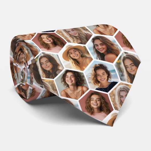 7フォトコラージュ – ファンキーハニカムパターン – 白 ネクタイ (ロール)