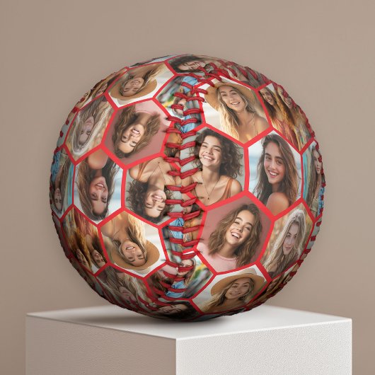 7フォトコラージュ – ファンキーハニカムパターン – 赤 野球ボール