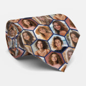 7フォトコラージュ – ファンキーハニカムパターン – 青 ネクタイ (ロール)