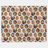 7フォトコラージュ – 六角ファンキー模様（白） フリースブランケット (正面(横))