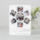 7フォトスパークルメリークリスマスグリーティングシルバー 箔シーズンカード (立ち正面)