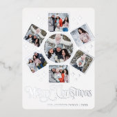 7フォトスパークルメリークリスマスグリーティングシルバー 箔シーズンカード (正面)