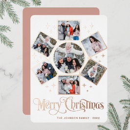 7フォトスパークルメリークリスマスグリーティングバラ金ゴールド 箔シーズンカード