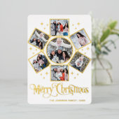 7フォトスパークルメリークリスマスグリーティング金ゴールド 箔シーズンカード (立ち正面)