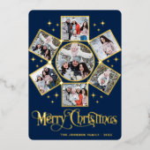 7フォトスパークルメリークリスマスグリーティング金ゴールド 箔シーズンカード (正面)