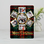 7フォトスパークルメリークリスマスグリーティング金ゴールド 箔シーズンカード (立ち正面)