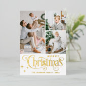 7フォトスパークルメリークリスマスグリーティング金ゴールド 箔シーズンカード (立ち正面)