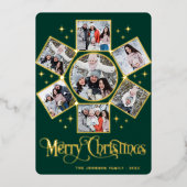 7フォトスパークルメリークリスマスグリーティング金ゴールド 箔シーズンカード (正面)