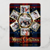 7フォトスパークルメリークリスマスグリーティング金ゴールド 箔シーズンカード (正面)