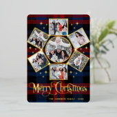 7フォトスパークルメリークリスマスグリーティング金ゴールド 箔シーズンカード (立ち正面)