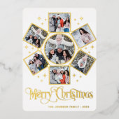 7フォトスパークルメリークリスマスグリーティング金ゴールド 箔シーズンカード (正面)
