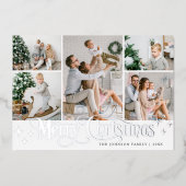 7フォトスパークルメリークリスマスシルバー 箔シーズンカード (正面)