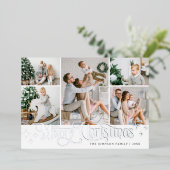 7フォトスパークルメリークリスマスシルバー 箔シーズンカード (立ち正面)