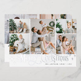 7フォトスパークルメリークリスマスシルバー 箔シーズンカード