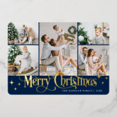 7フォトスパークルメリークリスマス金ゴールド 箔シーズンカード (正面)