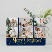 7フォトスパークルメリークリスマス金ゴールド 箔シーズンカード (立ち正面)