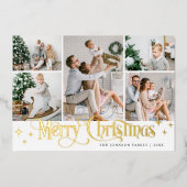 7フォトスパークルメリークリスマス金ゴールド 箔シーズンカード (正面)