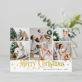 7フォトスパークルメリークリスマス金ゴールド 箔シーズンカード (立ち正面)