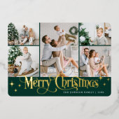 7フォトスパークルメリークリスマス金ゴールド 箔シーズンカード (正面)