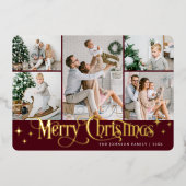 7フォトスパークルメリークリスマス金ゴールド 箔シーズンカード (正面)