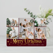 7フォトスパークルメリークリスマス金ゴールド 箔シーズンカード (立ち正面)