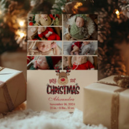 7フォトプレイドトインデナーベビー初めてのクリスマス シーズンカード