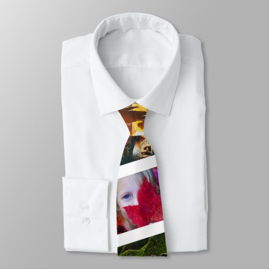 7フォトホワイトストライプタイテンプレートエッジ印刷 ネクタイ (タイ)