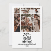 7フォトミニマリスト私たちの初めてのクリスマス 結婚した シーズンカード (正面)