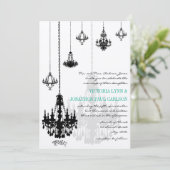 7ブラックエレガントシャンデリア結婚ズ 招待状 (スタンド正面)