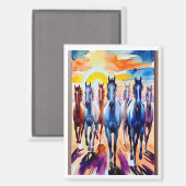 7ホワイトホース走ズアットサンライズウォールデコール マグネット (正面/裏面)