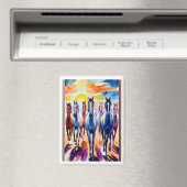 7ホワイトホース走ズアットサンライズウォールデコール マグネット (インサイチュ (食洗機))