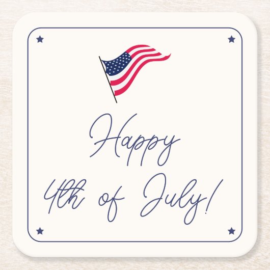 7モダンミニマル月パーティー米国国旗4 スクエアペーパーコースター (正面)