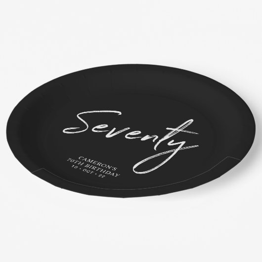 7モダンレタリング70thバースデーパーティー紙 ペーパープレート (アングル)