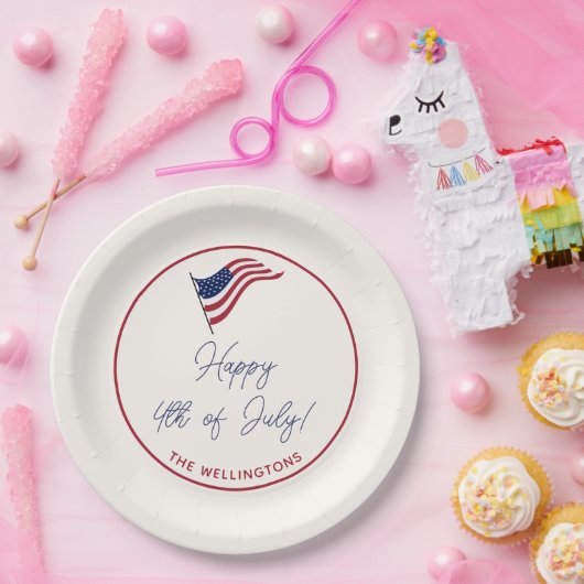 7モダン月の米国ミニマル国旗のパーティー名 ペーパープレート (パーティー)