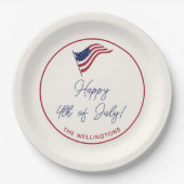 7モダン月の米国ミニマル国旗のパーティー名 ペーパープレート (正面)