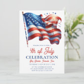 7モダン月パーティー1日米国愛国国旗 招待状 (スタンド正面)
