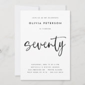 7モダン B&W 70thバースデーパーティータイポグラフィ 招待状 (正面)